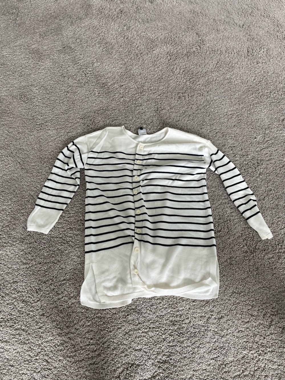 CAbi White Knit Stripe Cardigan
